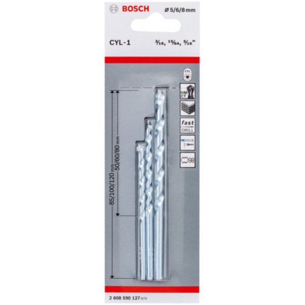 Bosch 3-tlg. CYL-1 5/6/8 mm Durchmesser #581162