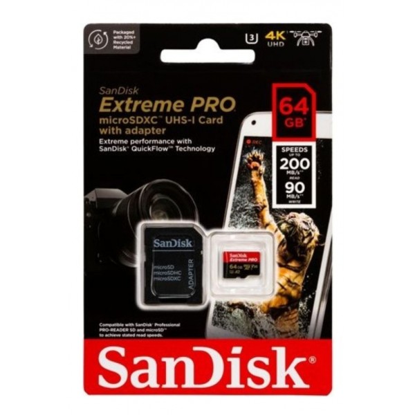 SanDisk Extreme PRO UHS-I V30 - 64GB -wa #524953