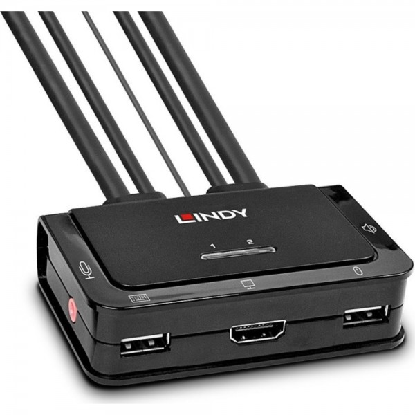 Lindy 2 Port Kabel HDMI 18G USB 2.0 & Au #267167