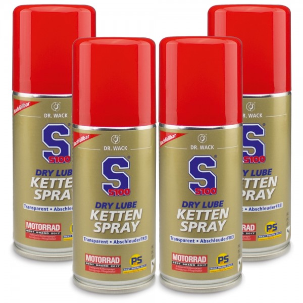 4 Dosen S100 Kettenspray Dry Lube Transp #100425