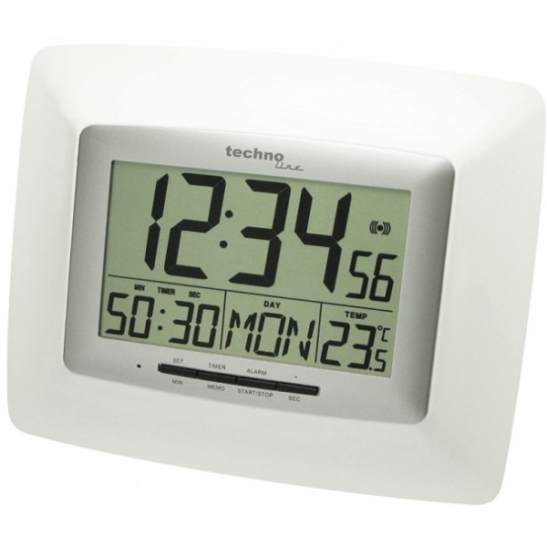 Technoline Ws 8100 Wanduhr Weiss Dcf 77 Funkwanduhr Digital Uhr 12 24 H Anzeige Price Guard